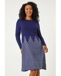 Roman Petite - Contrast Knit Dress - Lyst