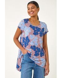 Roman - Leaf Print Hanky Hem Tunic Top - Lyst