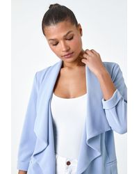 Roman - Textured Stretch Waterfall Front Jacket - Lyst