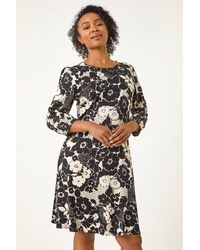 Roman Petite - Floral Print Stretch Dress - Lyst