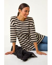 Roman - Crochet Knit Stripe Tunic Top - Lyst