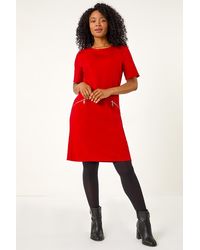 Roman Petite - Zip Detail Pocket Shift Dress - Lyst