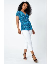 Roman Petite - Aztec Knot Detail V-Neck Stretch Top - Lyst