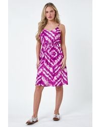 Roman Petite - Tie Dye Print Shirred Skater Dress - Lyst