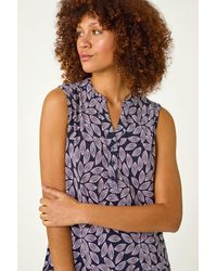 Roman - Leaf Puff Print Stretch Top - Lyst