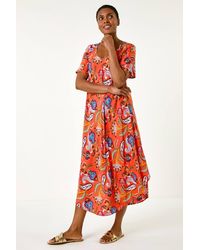 Roman - Paisley Print Midi T-Shirt Dress - Lyst