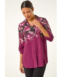 Roman - Relaxed Floral Print Stretch Blouse - Lyst