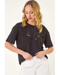 D.u.s.k - Floral Cut Out T-Shirt - Lyst