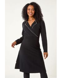 Roman Petite - Pearl Embellished Knit Dress - Lyst