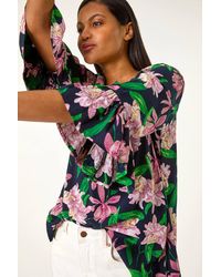 Roman - Floral Flare Sleeve Top - Lyst