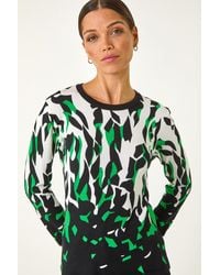 Roman - Abstract Print 3/4 Sleeve Knit Jumper - Lyst
