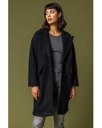 Roman - Single Breasted Longline Textured Coat - Lyst