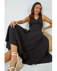 Roman - Sleeveless Button Detail Cotton Midi Dress - Lyst