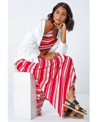 Roman - Stripe Print Smock Midi Stretch Dress - Lyst