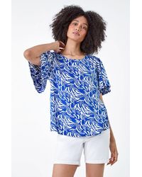 Roman - Abstract Print Flared Sleeve Top - Lyst