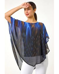Roman - Abstract Stretch Chiffon Overlay Top - Lyst