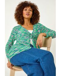 Roman - Spacedye Tie Knit Cardigan - Lyst