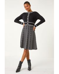 Roman - Button Detail Knitted Midi Dress - Lyst