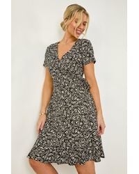 Roman Petite - Stretch Abstract Print Wrap Dress - Lyst