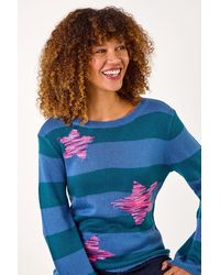 Roman - Star Stripe Crew Neck Knit Jumper - Lyst