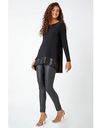 Roman - Sequin Hem Stretch Tunic Top - Lyst