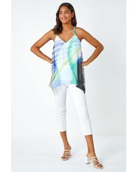 Roman - Abstract Print V-Neck Hanky Hem Cami Top - Lyst