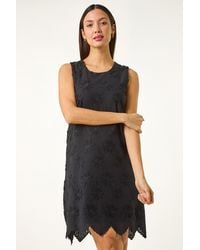Roman - Flower Embroidered Shift Dress - Lyst