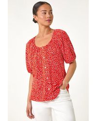Roman Petite - Ditsy Print Button Front Top - Lyst