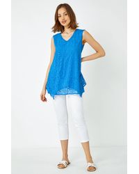 Roman - Sleeveless Textured Swirl Print Top - Lyst