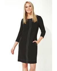 Roman - 3/4 Sleeve Top Stitch Shift Dress - Lyst