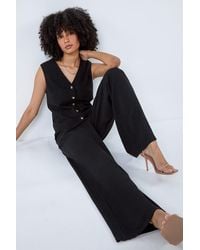 Roman - Linen Mix Wide Leg Trousers - Lyst