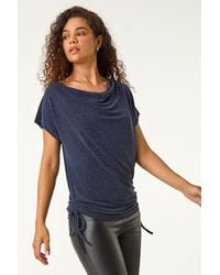 Roman - Glitter Cowl Neck Stretch Top - Lyst