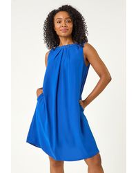 Roman Petite - Hotfix Trim Detail Gathered Dress - Lyst