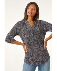 Roman - Paisley Print Stretch Blouse - Lyst