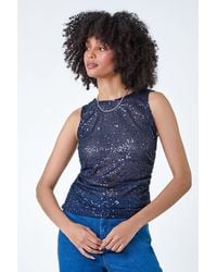 Roman - Sequin Embellished Stretch Vest Top - Lyst