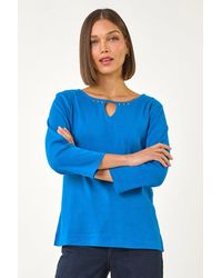 Roman - Trim Detail Keyhole Stretch Top - Lyst