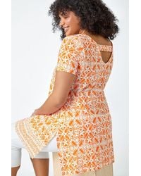 Roman Curve - Tile Print Stretch Tunic Top - Lyst