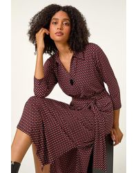 Roman - Geometric Stretch Shirt Midi Dress - Lyst