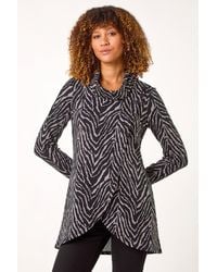 Roman - Animal Print Cowl Neck Tunic Top - Lyst