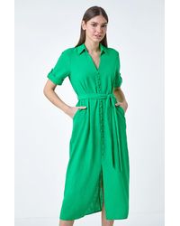 Roman - Textured Belted Midi Shirt Dress - Lyst