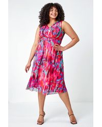 Roman Curve - Abstract Print Mesh Wrap Dress - Lyst