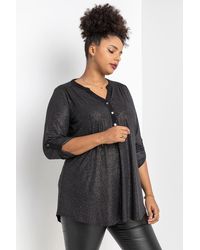 Roman Curve - Glitter Stripe Button Detail Top - Lyst