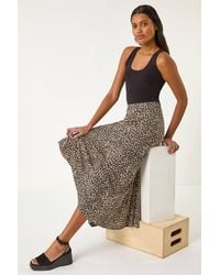 Roman - Animal Print Stretch Midi Skirt - Lyst