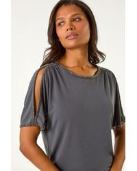 Roman - Sparkle Trim Soft Stretch Top - Lyst