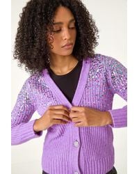 Roman - Sequin Knit Button-Up Cardigan - Lyst