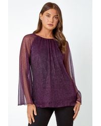 Roman - Plisse Overlay Wide Sleeve Top - Lyst