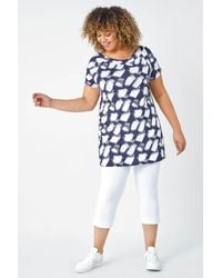 Roman Curve - Geometric Print Stretch Bardot Top - Lyst