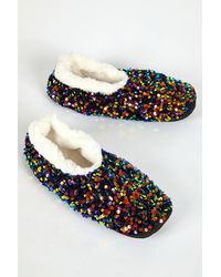 Roman - Sequin Faux Fur Lofty Slippers - Lyst