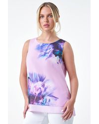Roman Petite - Floral Overlay Sleeveless Top - Lyst