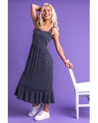 D.u.s.k - Frilled Hem Spot Print Maxi Dress - Lyst